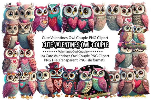 Cute Valentines Owl Couple Sublimation Graphics