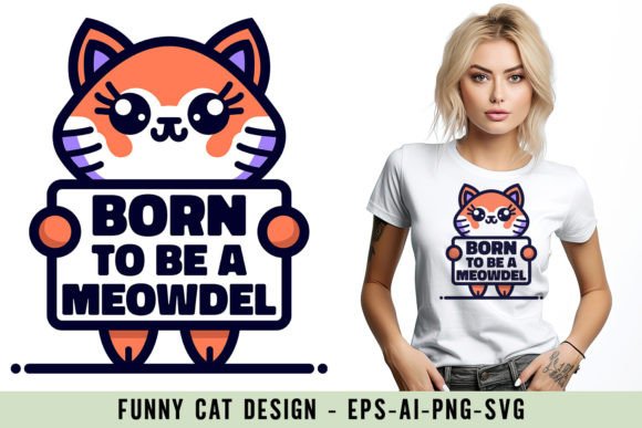 Funny Cat Design Graphics for T-Shirt Marketing