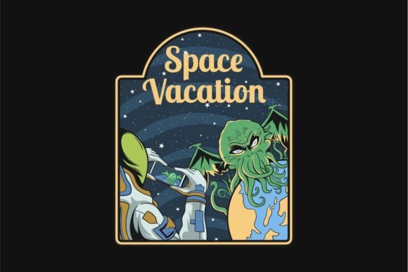 Funny Space Vacation Embroidery Design