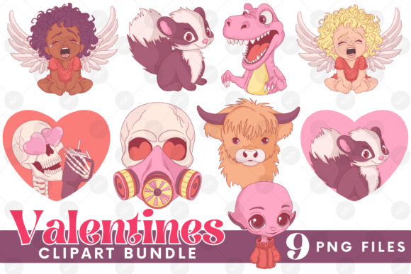 Funny Valentines Clipart Bundle Graphics