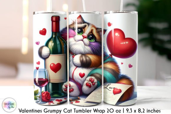 Grumpy Cat Valentines Tumbler Wrap Graphic