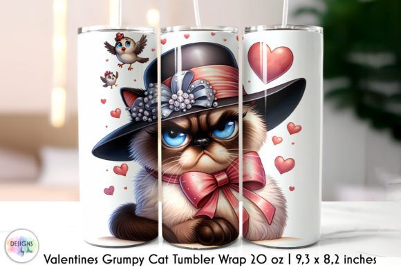 Grumpy Cat Valentines Tumbler Wrap Graphic