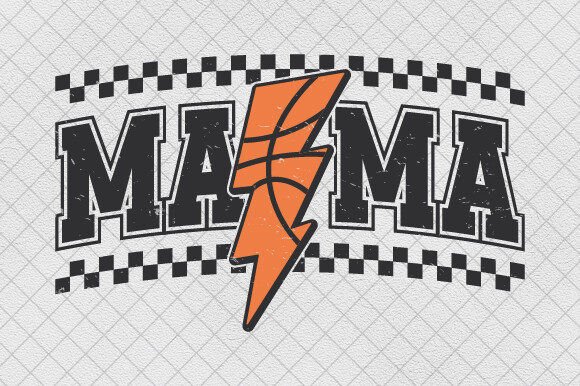 Lightning Bolt Basketball Mama Retro Mom Graphics for T-Shirt Designs