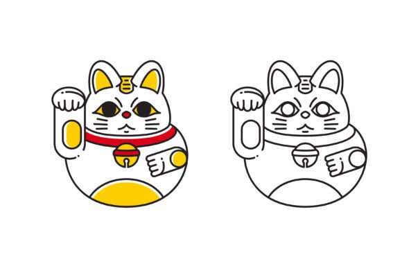 Lucky Cat Symbol Icon in Chinese for Branding