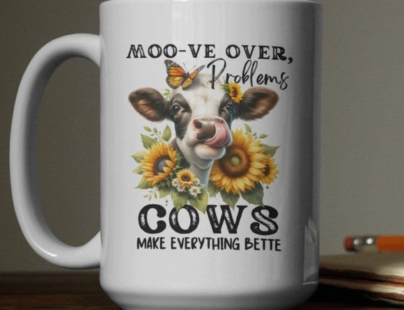 Moo-ve over Problems Funny Cows Graphics for T-Shirt Designs
