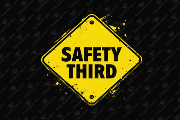 Safety Third Funny Warning Sign Sarcasm Graphics for T-Shirt Designs