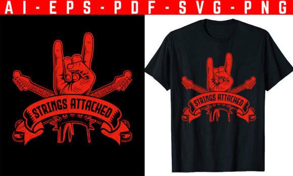 Strings Attached Guitar T-shirt Design Graphics